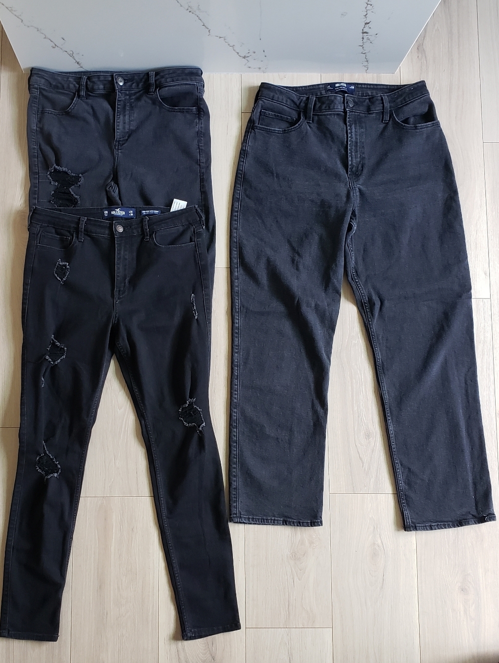 Womens Black Jeans Bundle Size 14 Hollister Skinny & American Eagle Baggy Denim